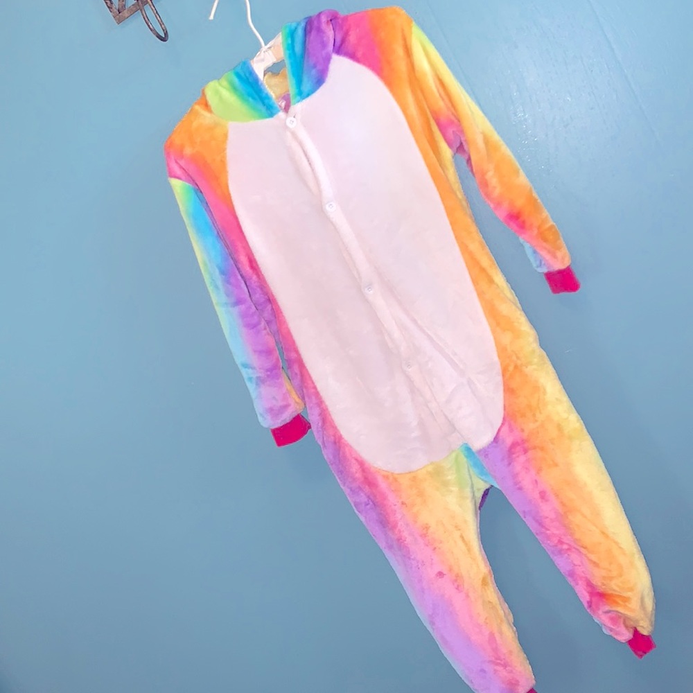 Girls One-Piece Unicorn Hoodie Pajamas